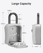 Puroma Key Lock Box Outdoor 4 Digit Code Combination Lockbox House 1 Silver | For Contractors Guest Realtor Storage Keys, Portable, Home Wall Mount, Resettable, Combination, Weatherproof, High-capacity