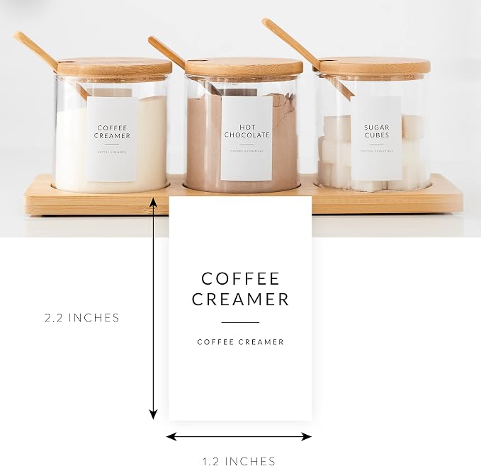 SAVVY & SORTED Coffee Bar Essentials Labels Stickers | 72 Coffee Syrup Labels Coffee Station Organizer