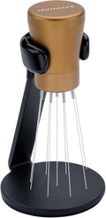 Normcore WDT Tool V2.1 with Stand - 0.23mm 9 Prong Espresso Distribution Tool, Weiss Distribution Technique, Magnetic Coffee Stirrer with 16 Extra Needles, Bronze Anodized Aluminum Handle