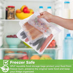 SPLF 12 Pack Dishwasher Safe Reusable Food Storage Bags, White | BPA Free Freezer Bags Leakproof Silicone and Plastic Free Lunch Bags Fridge Organization - 5 Sandwich 5 Snack 2 Gallon