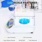 Lab Scale 500g*0.001g,High Precision Accurate Analytical Balance with Windshield,Lab Scale Electronic Scientific Scale Digital Precision Weighing Scale Jewelry Scales(with 200g Calibration Weight)
