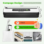 Vacuum Sealer Machine, INKBIRD Powerful 130W High Power with Liquid/Moist/Dry 6-Food Modes, Compact Food Preservation System with Cutter, Full Start Kit with Pre-cut Bags*10 (8''*11.8''), EXT-VAC