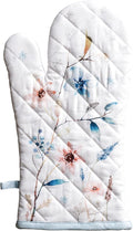 Maison d'Hermine Oven Gloves 100% Cotton Oven Mitt (7" x 13", Pack of 1) | With Loop Heat Resistant BBQ Cooking Gloves Baking Kitchen Handling Hot Pans Thanksgiving Christmas - Ice Florals