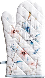 Maison d'Hermine Oven Gloves 100% Cotton Oven Mitt (7" x 13", Pack of 1) | With Loop Heat Resistant BBQ Cooking Gloves Baking Kitchen Handling Hot Pans Thanksgiving Christmas - Ice Florals