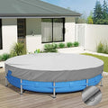 ECOOPTS 7 ft Waterproof Round Polyester Pool Cover for Above Ground Pools, Swimming Pool Cover Protector Winter Safety Cover (Light Grey)