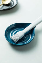 Spoon Holder, Ceramic Spoon Rest for Kitchen Counter Farmhouse Cooking, Large Utensil Rest for Spoons, Ladles, Tongs, Spatula, 5 Inches (Blue)