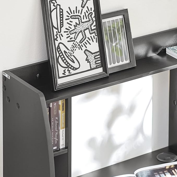 Haotian Home Office Table Desk Workstation Computer Desk with Storage Shelves, Trestle Desk, Black FWT18-SCH