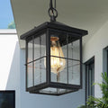 LOG BARN Outdoor Pendant Light Fixture, Farmhouse Exterior Lights, Anti-Rust Ceiling Outdoor Light with Seeded Glass, Lantern Hanging Light for Front Door, Entry, Porch, and Gazebo