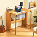 31.5" Bamboo Folding Desk,Space-Saving Computer Desk for Small Spaces, Foldable Study Table for Bedroom, Home Office, Dorm, Apartment（Natural）