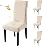 Fuloon Dining Chair Slipcover, Stretch Parson Chair Protector for Home | Waterproof Rhombic Jacquard-beige, Set of 2, Super Fit, Removable, Suits for Hotel, Dining Room, Ceremony, Banquet Party