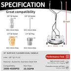 30" Pressure Washer Surface Cleaner Max with 4 Wheels, Stainless Steel Commercial Surface Cleaner for Pressure Washer, Dual Handle Power Washer Surface Cleaner for Concrete Driveway, 4500 PSI