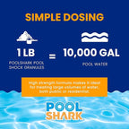 POOL SHARK 68% Calcium Hypochlorite Pool Shock - 12 Pack Chlorine Granules - 1 lb Bags - Swimming Pool Shock for Inground and Above Ground Pool Treatment