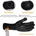 BBQ Grill Gloves, 1472°F Extreme Heat Resistant Grilling Gloves Non-Slip Oven Mitts Potholder, Perfect for Barbecue, Cooking, Baking, 2Pairs (Blue+Black)(13" Length)