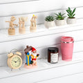 Yalikop 4 Pcs Slatwall Shelves Clear Acrylic Slatwall Shelves Organizer Wall Mounted Hanging Accessories Plastic Panel Display Shelf for Retail Store Boutique Garage Home(No Fence Style,10 x 4 Inch)