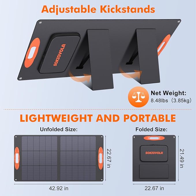 N-Type 16BB 100W Portable Solar Panel 18V Mono ETFE Foldable Solar Panel,25% High Efficiency IP68 Waterproof for Camping Outdoor RV Blackout