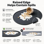 Oval Silicone Placemats Set of 2, 15.8 x 10.5in, Table Protector, Gray | Food-grade Silicone , Non-slip , Raised Edge Heat Resistant, Easy Clean , Compact Size, for Dining Table