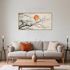 Celestdeco Large Vintage Tree Branch Framed Canvas Wall Art Set, Retro Tree Drawing Wall Decor, Nature Botanical Wall Painting, Neutral Landscape Art Print for Living Room, Bedroom, Office - 20"X40"x1
