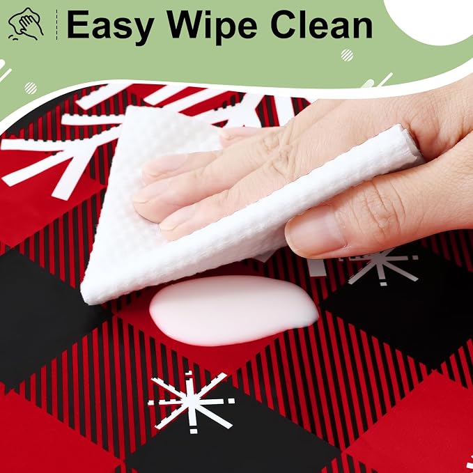 6 Packs Christmas Buffalo Disposable Table Cloth, 54 x 108 Inch Waterproof Plastic Tablecloth, Rectangle Black Red and White Checkered Table Covers for Picnic, Birthday, Party