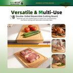 BAMOTTO CRAFTBAMBOO Bamboo Cutting Board for Kitchen 12.6"x17.7" Over-Sink | Detachable Front Lip | Reversible Dual Juice Grooves | Large Chopping Board for Bread Meat Vegetables