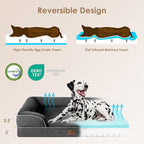 EHEYCIGA Orthopedic Dog Bed for Large Dogs, Waterproof Memory Foam with Sides, Non-Slip Bottom and Egg-Crate Foam Couch Bed with Washable Removable Cover, Dark Grey