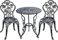 3 Piece Bistro Set,Outdoor Patio Set,Anti-Rust Cast Aluminum Bistro Table Set for Park Yard Front Porch Furniture(Antique Copper)
