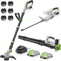 Cordless String Trimmer + Leaf Blower + Hedge Trimmer Combo 20V Ultra-Lightweight Garden Tool Set, 400 CFM Electric Blower & 18-Inch Bush Trimmers & 12-Inch Weed Wacker with Battery & Charger