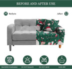 Mybedsoul Christmas Sofa Cover Santa Claus Printed Sofa Couch Cover Washable Furniture Protector with Elastic Bottom Xmas Home Room Festival Decoration(2 Seater/Loveseat)