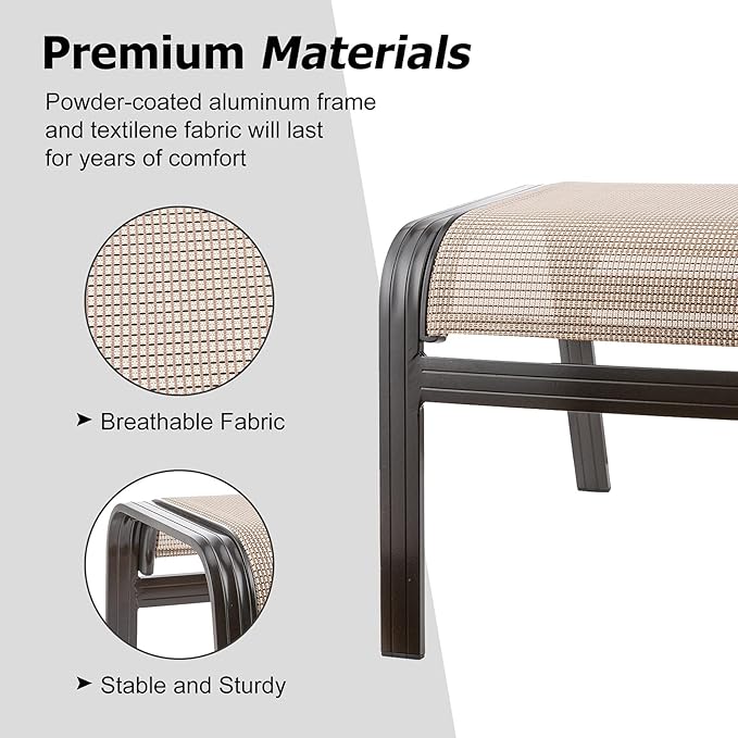 Outdoor Patio Footstools Aluminum Outdoor Ottomans Footrest Small Seating Wicker Furniture Patio Ottoman 2 Pieces Brown