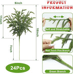 Artgar 24 Pcs Pine Branches - 18 Inch Artificial Green Pine Stem - Real Touch Christmas Greenery Pines Branches for DIY Flower Arrangement Home Indoor Christmas Decor