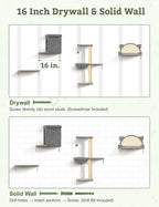 5-in-1 Cat Wall Shelves, Solid Wood Cat Wall Furniture Set for Indoor Cats | 44 lb per Shelf, 72-Hour Load Tested, Pre-Drilled, Fits 16 in. Stud Drywall & Solid Walls, for Small to Medium Cats