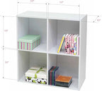 Kings Brand Furniture White Wood 4 Cube Organizer Storage Bookcase
