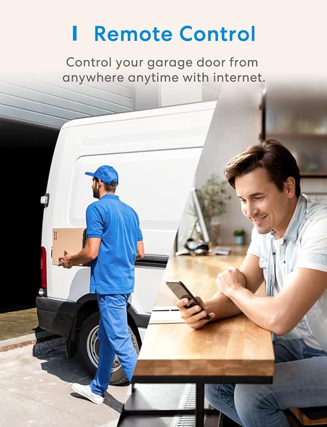 Smart WiFi Garage Door Opener Remote, App Control, Works with Alexa, Google Assistant and SmartThings, No Hub Needed