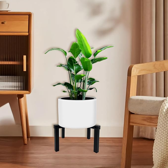 Four Legs Adjustable Metal Plant Stand for 5"-10" Plant Pot – Indoor & Outdoor (Black, 1 Pack)