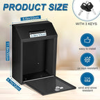 Yaocom Metal Money Box,Black,11.81 x 8.58 x 4.72 Inch,No Lid | Wall Mounted Drop Donation Cash Box for Farm Stand Collection Safe Suggestion Box with Lock Container for Home Office Outdoor