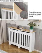 Modern Radiator Covers Wall Heater Cover Cabinet Shelf Bathroom Floor Radiator Shelve, Hide Cluttered Pipes/Easy to Install, Suitable for Household Living Room, White(35.4" Lx31.5 Hx7.9 W)