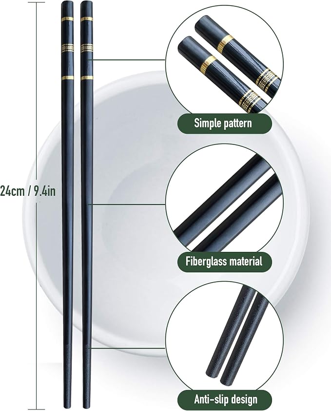 Glass Fiber Chopsticks-Reusable Japanese-style, Chinese-style and Korean-style Chopsticks, Dishwasher-safe, ï¼ˆ2 Pairs Gift Setï¼‰