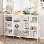 FATORRI 6 Cube Storage Organizer Shelf, Wood and Metal Cubby Bookcase, Modern Cube Bookshelf (White Oak)