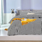 White and Black Striped Comforter Set Full/Queen Soft Durable Striated Bedding Set Ticking Quilts for Girls Boys Hotel Quality