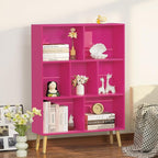 LEYAOYAO 7 Cube Bookshelf,3 Tier Book Shelf with Legs,Pink Modern Bookshelf,Large Freestanding Open Toy Modern Bookshelves,Display Bookcases Decor Furniture for Nursery