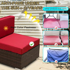 ClawsCover 12 Pack Outdoor Seat and Back Cushions Replacement Covers Fit for 6Pieces 5-Seater Wicker Rattan Patio Furniture Conversation Set Sectional Couch Chairs,Red-Include Cover Only