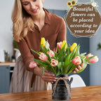 6 Inch Farmhouse Vase Decor Milk Can Vintage Flower Jug Galvanized Metal Vase with Handle Rustic Flower Buckets for Thanksgiving Christmas Table Centerpiece Weddings Gifts(Black,4 Pcs)