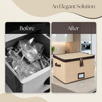 Wine Glass Storage Box with Dividers, Holds 12 Glasses up to 3.75" Wide | 2 Pack, Stemware Storage Case, Protects Fine China, Durable Quilted Microfiber, Carry Handles, Ideal for White Wine