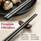 HIWARE 10 Pairs Fiberglass Chopsticks - Reusable Chopsticks Japanese Style Dishwasher Safe, 9 1/2 Inches