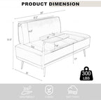 Sofa,Bed Bench,Small Spaces Furniture,Polyurethane Leather,Wood Frame,High Density Sponge Infillings,360-Degree Swivel Tray,Black Metal Leg (Beige)