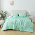 Full Size Sage Green Comforter Set, Solid Lightweight Down Alternative Soft Boho Bedding Comforter Set, Fluffy Microfiber Skin-Friendly Comforter for All Seasons with Pillowcases