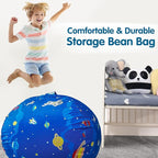 Lukeight Stuffed Animal Storage Bean Bag Chair Cover for Kids, Zipper Beanbag Chair Cover for Organizing Toddler & Kids' Rooms Plush Toys (Outer Space Velvet, Large)