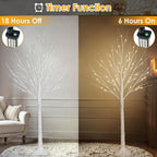 2 Pack 4FT 100LED Christmas Lighted Birch Tree, Timer Function Prelit Artificial Tree Lamp Plug in with Warm White Lights, 2 Modes Twinkling Twig Trees for Indoor Outdoor Party Christmas Decorations