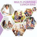 Lunch Bag for Women & Men Adult Insulated Lunch Box, Small Leakproof Cooler Food Lunch Containers Reusable High Capacity Lunch Tote Bags for Work, Travel, Outdoor (Purple)
