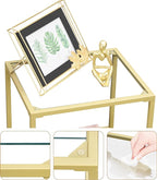 5-Tier Bookshelf,Metal Bookcase,Tempered Glass Shelves,Storage Rack Shelf for Home Office,Living Room,Bedroom, Bathroom,Modern Style,Golden