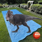 RESILIA - Super Slip Lawn Water Slide Jumbo, 50 Feet Long x 12 Feet Wide, for Adults and Teens, Powder Blue with Hold Steady Stakes, Made in The USA